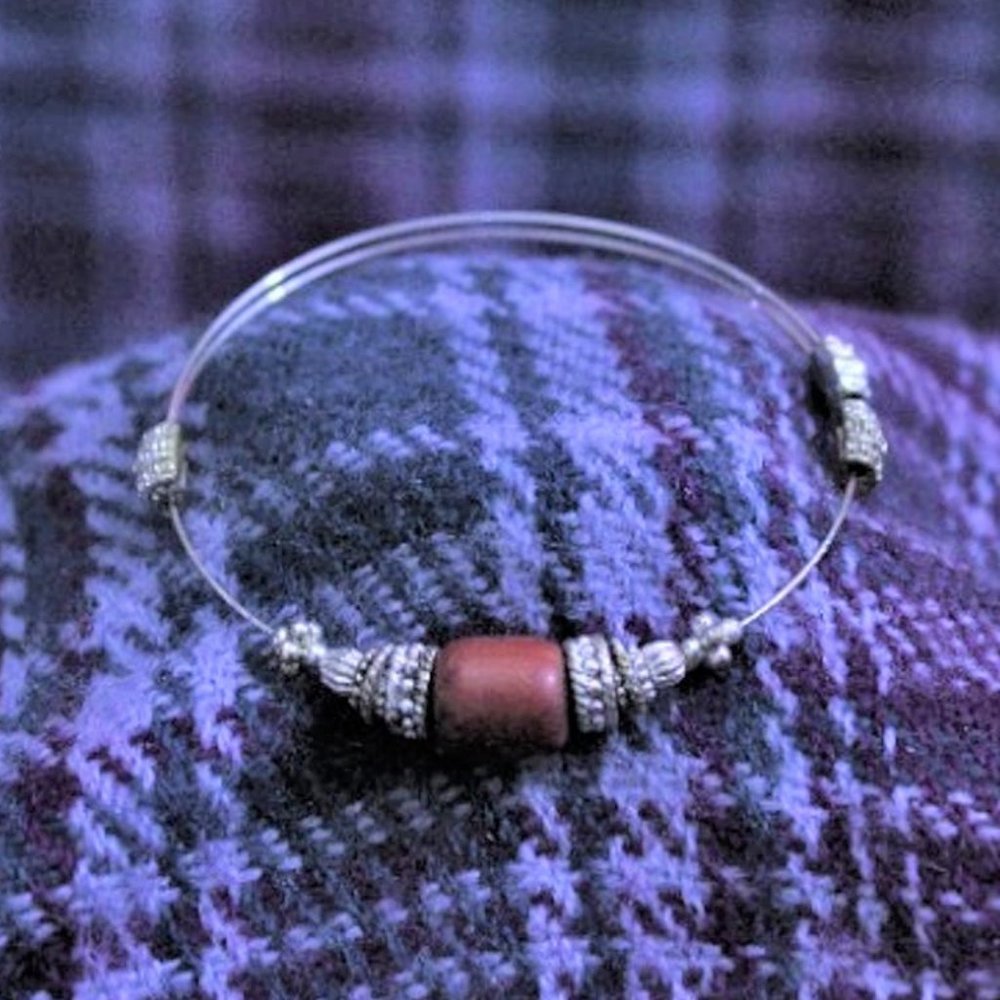 Red Faux Stone Wire Bracelet